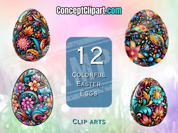 Download 12 Colorful Easter Egg Clipart Bundle - Premium Resources